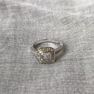 Silver and crystal ring